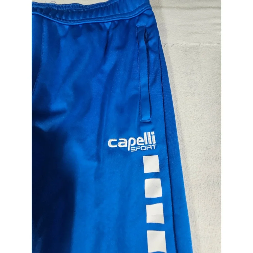 Capelli Sport Youth Large 14-16 Soccer Training Pants Blue Track Joggers Zip Leg